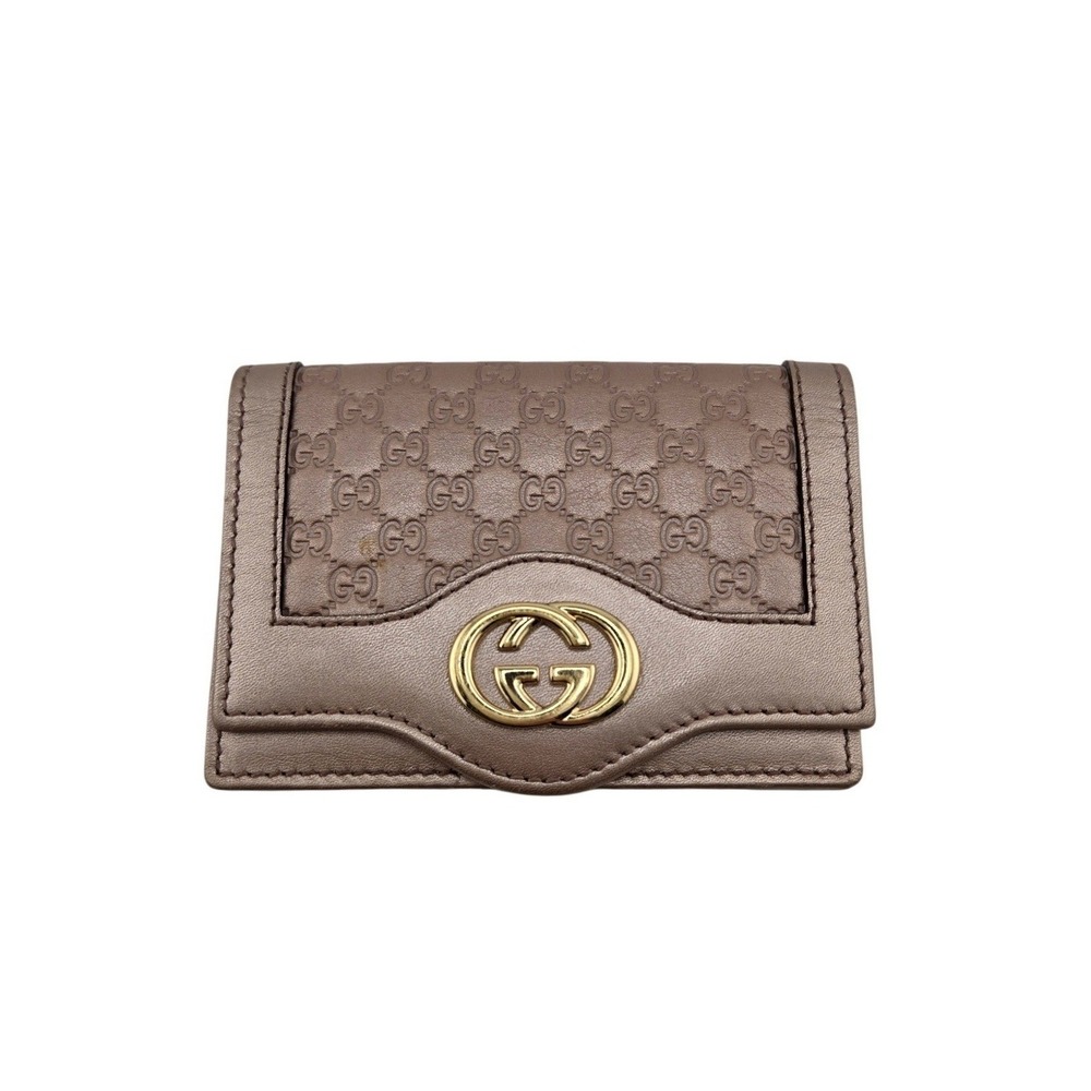 Gucci Microguccissima Card Case Metallic Rose Gold Leather